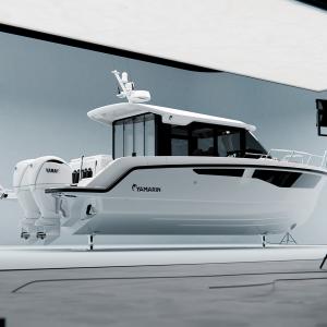 3D image: New Yamarin Flagship with double outboard engines  in studio